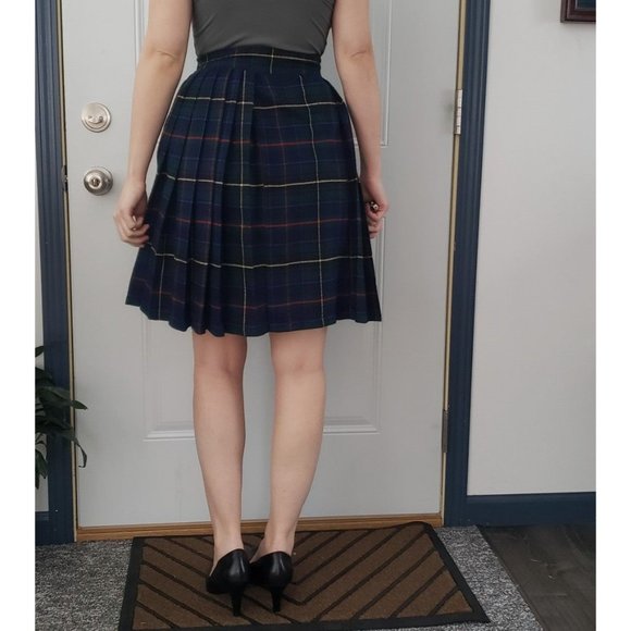 90s Green and Blue Plaid Mini Skirt - Picture 3 of 5